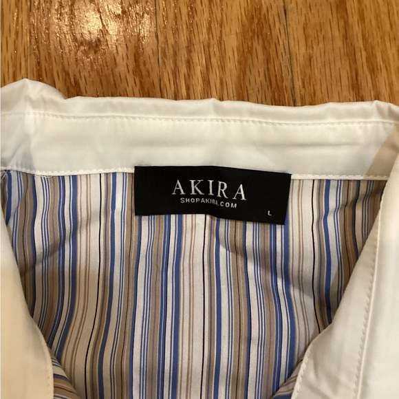 Blue and White Striped Women's Button Up - Picture 3 of 5